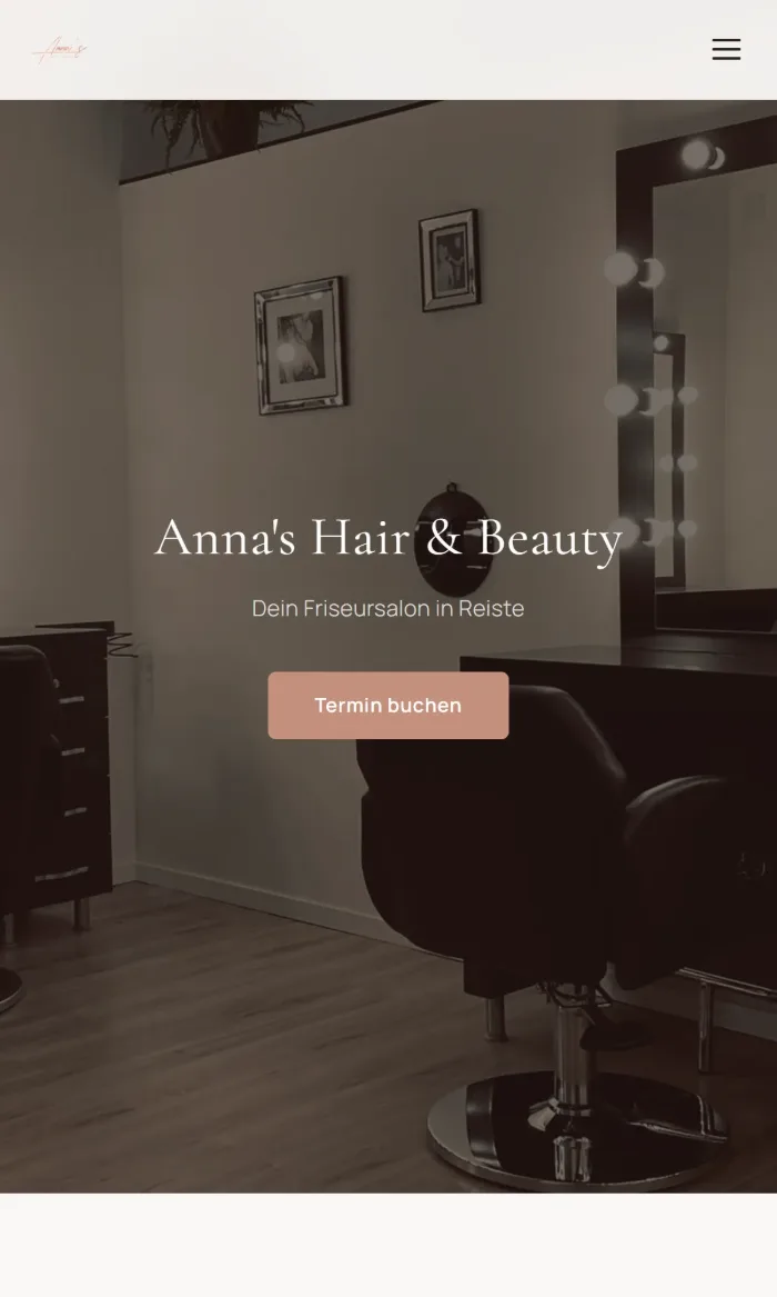 Startseite von annashairandbeauty.de im Telefonformat